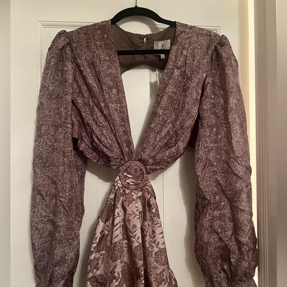 NWT Hannah Artwear Rio Cutout Silk Maxi Dress. Size 3 (US 10-12). - Picture 6 of 11